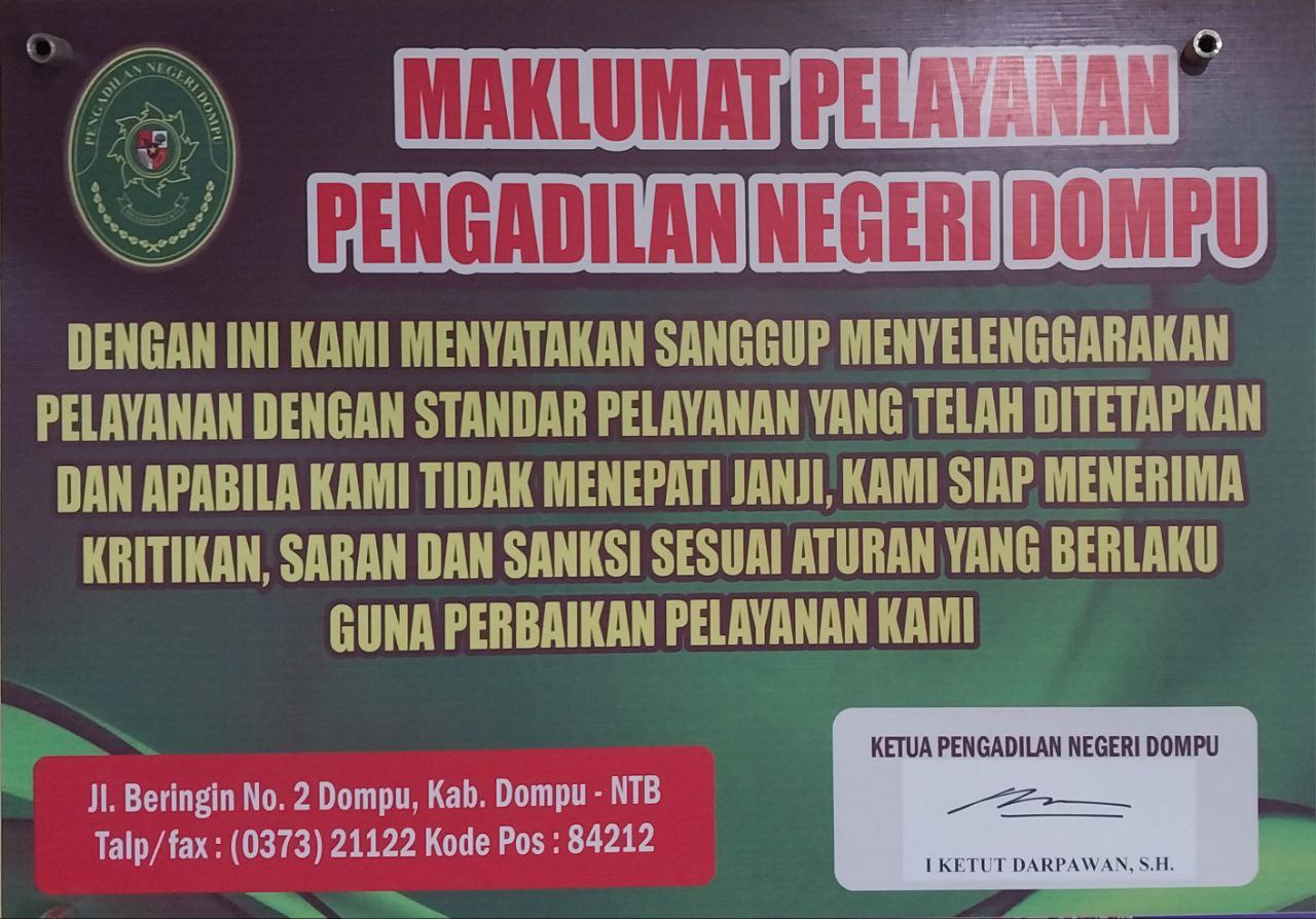 MAKLUMAT PELAYANAN PENGADILAN NEGERI DOMPU